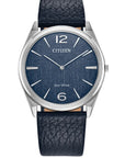 Mens Steel Citizen Eco Drive Stiletto Ultra Slim Watch on Leather Strap