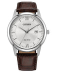 Mens Steel Citizen Eco Drive Watch on Leather Strap