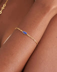 Gold Vermeil Ania Haie Lapis Emblem Chain Bracelet