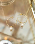 Gold on Sterling Silver Claudia Bradby Pearl Hoop Earrings