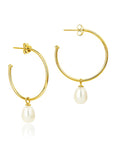 Gold on Sterling Silver Claudia Bradby Pearl Hoop Earrings