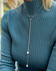 Sterling Silver Claudia Bradby Angelina Pearl Lariat Necklace