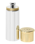 6oz Pewter Shotgun Cartridge Hip Flask with Brass Lid