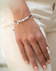 Sterling Silver Claudia Bradby Pearl and Jade friendship bracelet With adjustable cord
