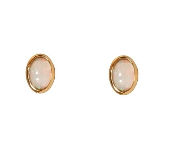 9ct Yellow Gold Small Oval Shape Opal Stud Earrings – ST Hopper