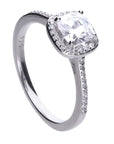 Sterling Silver Diamonfire Square Pave Set Ring