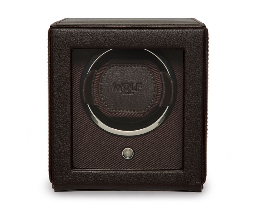 Brown Wolf Cub Watch Winder With Cover