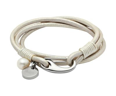 Ladies Unique &amp; Co White Leather Bracelet