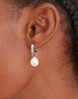 Sterling Silver Ania Haie Pearl Drop Sparkle Huggie Hoop Earrings