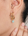 Gold Vermeil Ania Haie Orb Amazonite Stud Mini Hoop Earrings