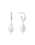 Sterling Silver Ania Haie Pearl Mini Hoop Earrings