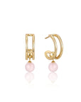 Gold Vermeil Ania Haie Orb Rose Quartz Stud Mini Hoop Earrings