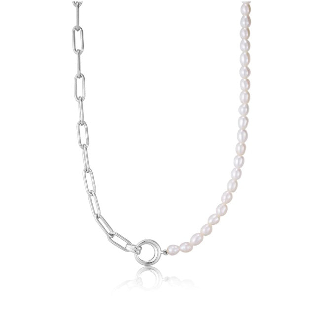 Sterling Silver Ania Haie Pearl Chunky Link Chain Necklace – ST Hopper