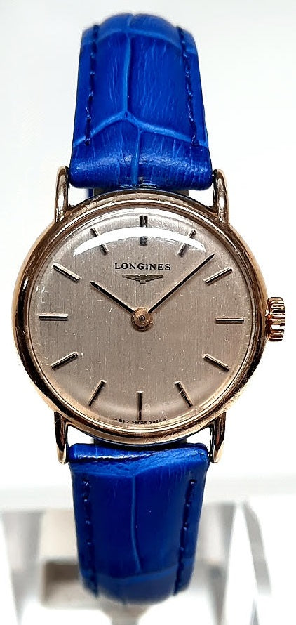 Ladies 9ct Gold Vintage Longines Watch on Leather Strap