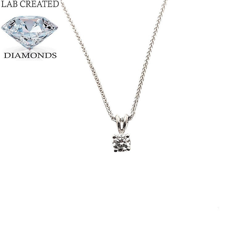 18ct White Gold 0.25ct Lab Grown Solitaire Diamond Necklace