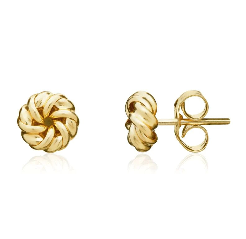 9ct Yellow Gold Swirl Knot Stud Earrings