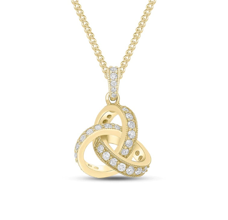 18ct Yellow Gold 13mm Diamond Knot Pendant