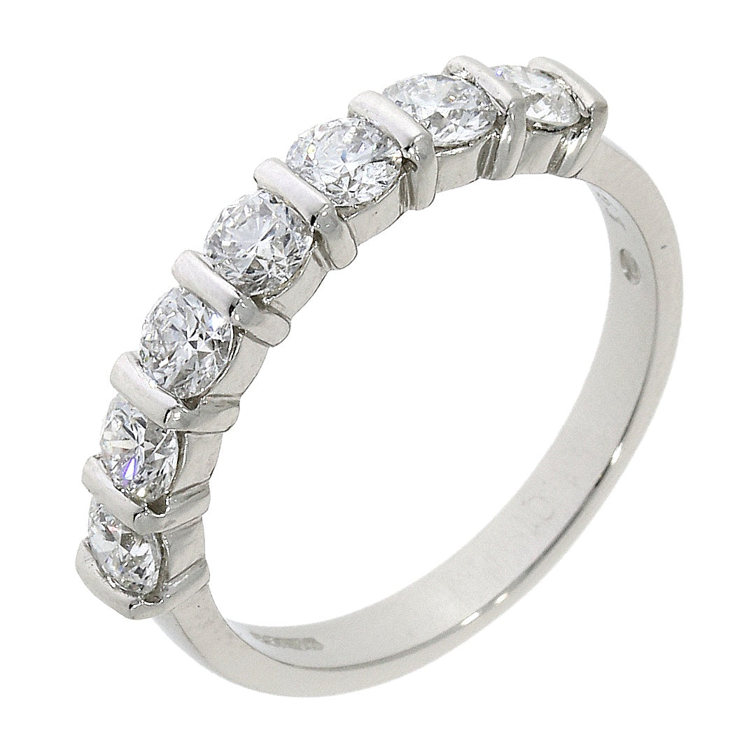 Pre Owned 18ct White Gold Bar Set Diamond Half Eternity Ring – ST Hopper