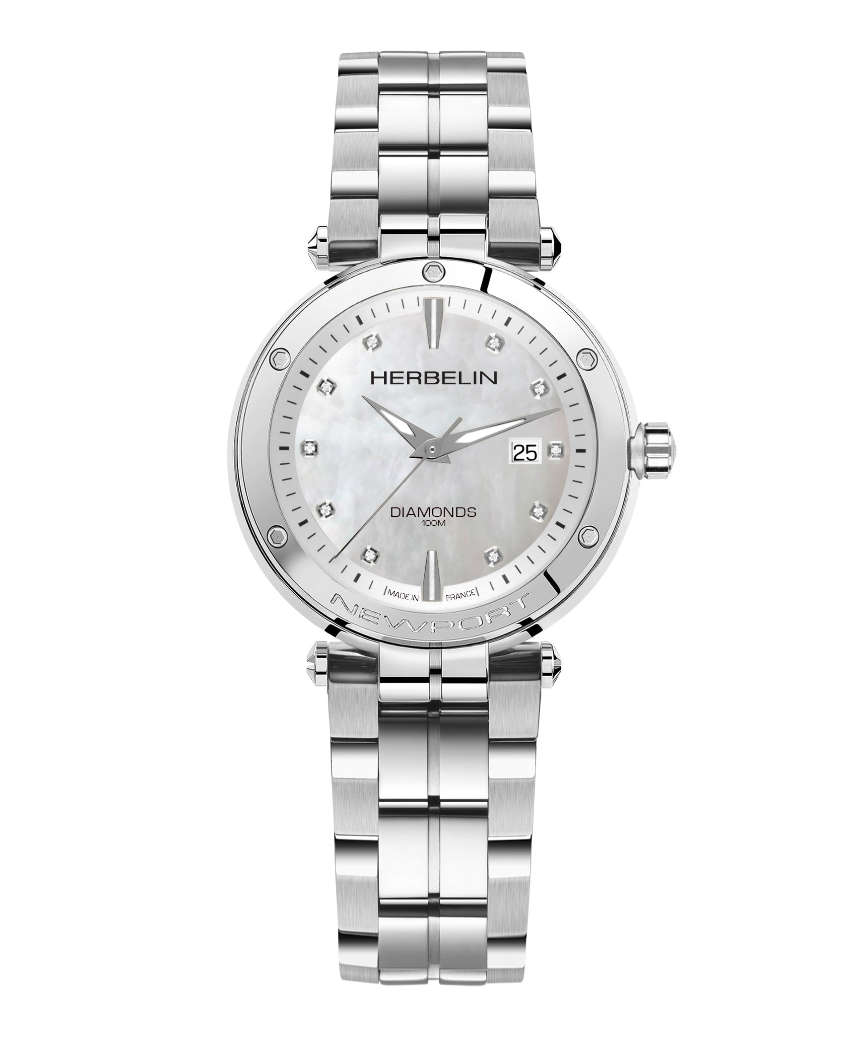 Ladies Steel Herbelin Diamond Set Newport Watch on Bracelet