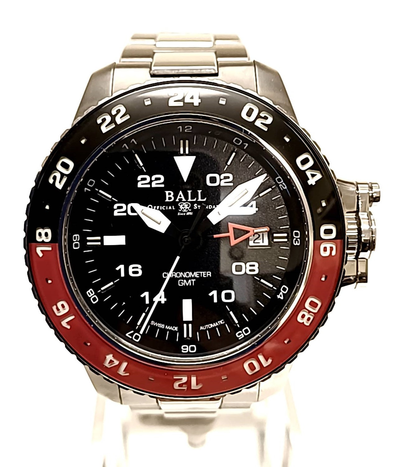 Pre Owned Mens Steel BALL Engineer Hydrocarbon Aero GMT II Watch on Bracelet