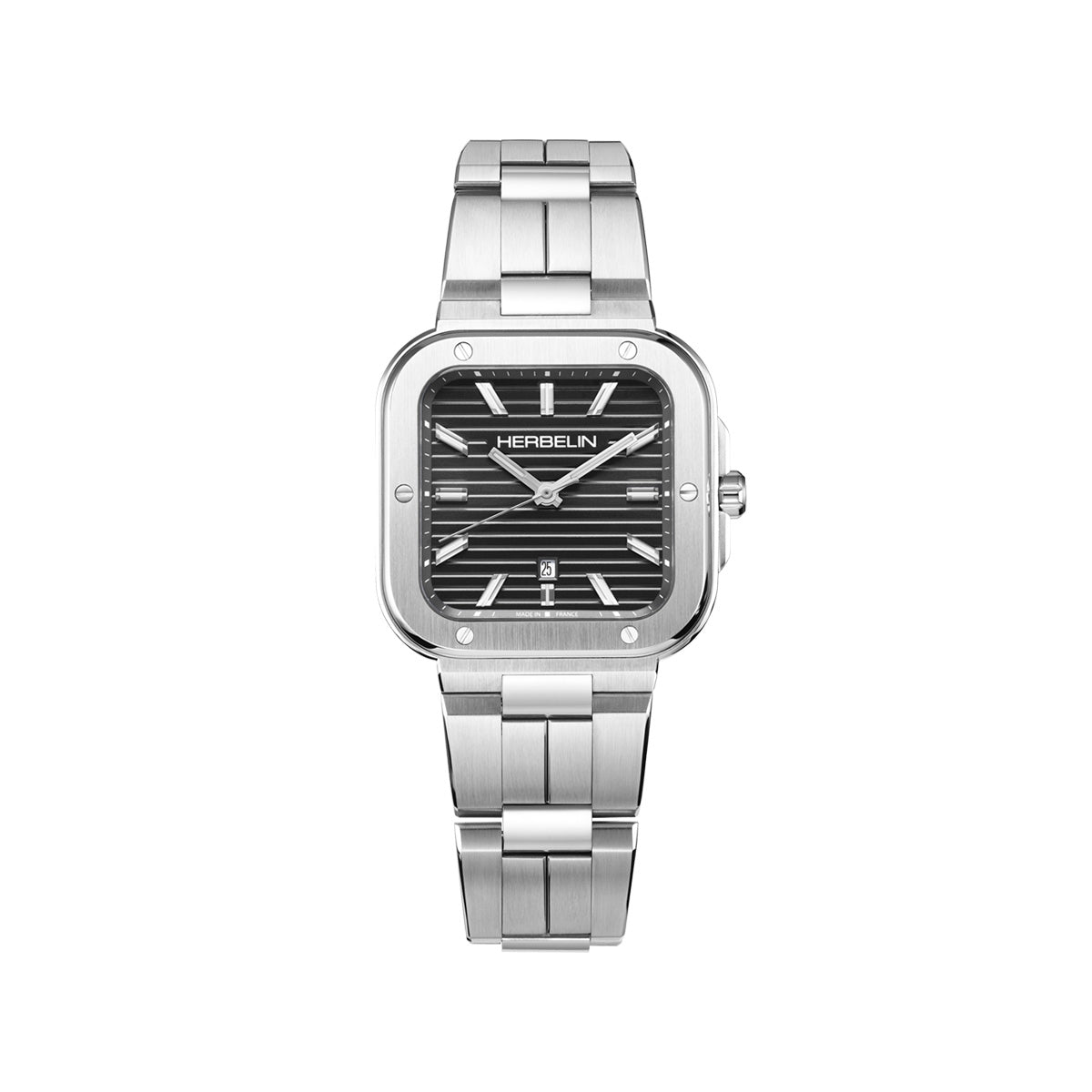 Mens Steel Herbelin Cap Camarat Square Quartz Watch on Bracelet