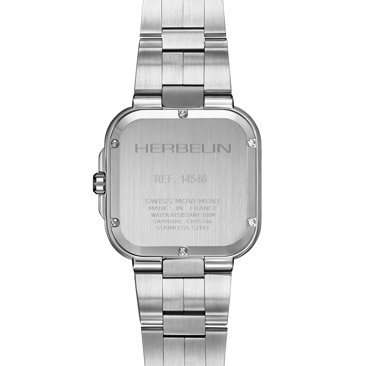 Mens Steel Herbelin Cap Camarat Square Quartz Watch on Bracelet