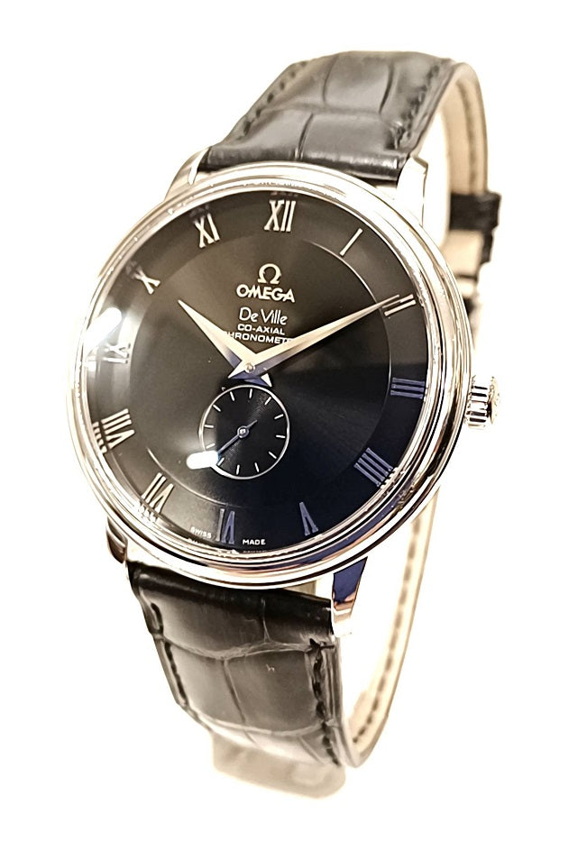 Mens Steel Omega De Ville Co Axial Watch on Leather Strap
