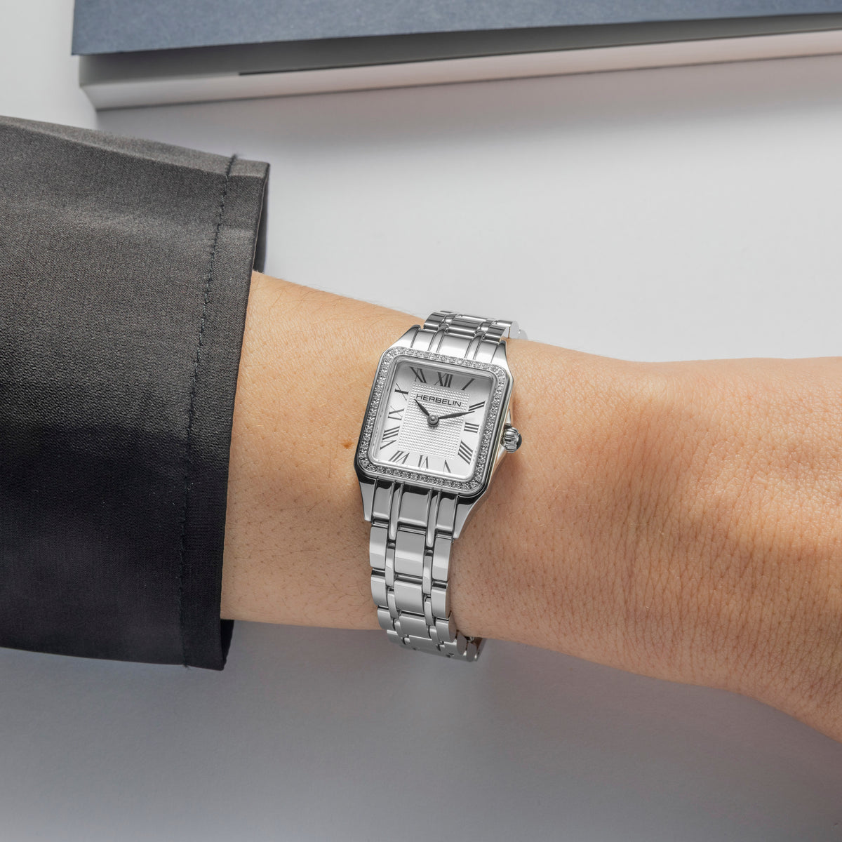 Ladies Steel Herbelin Diamond Set Mini Luna Watch on Bracelet