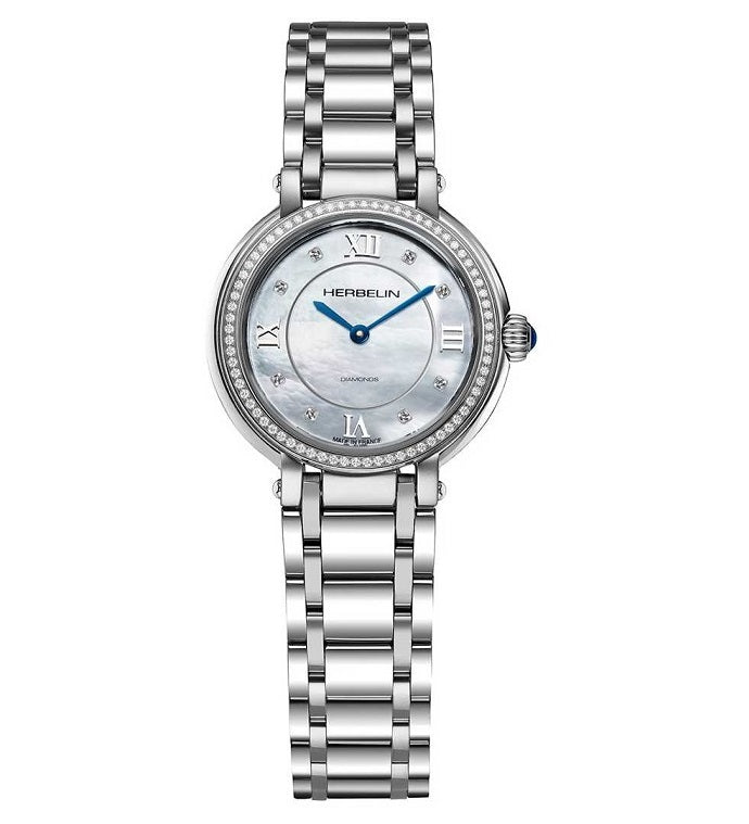 Ladies Steel Herbelin Diamond Set Galet Watch on Bracelet