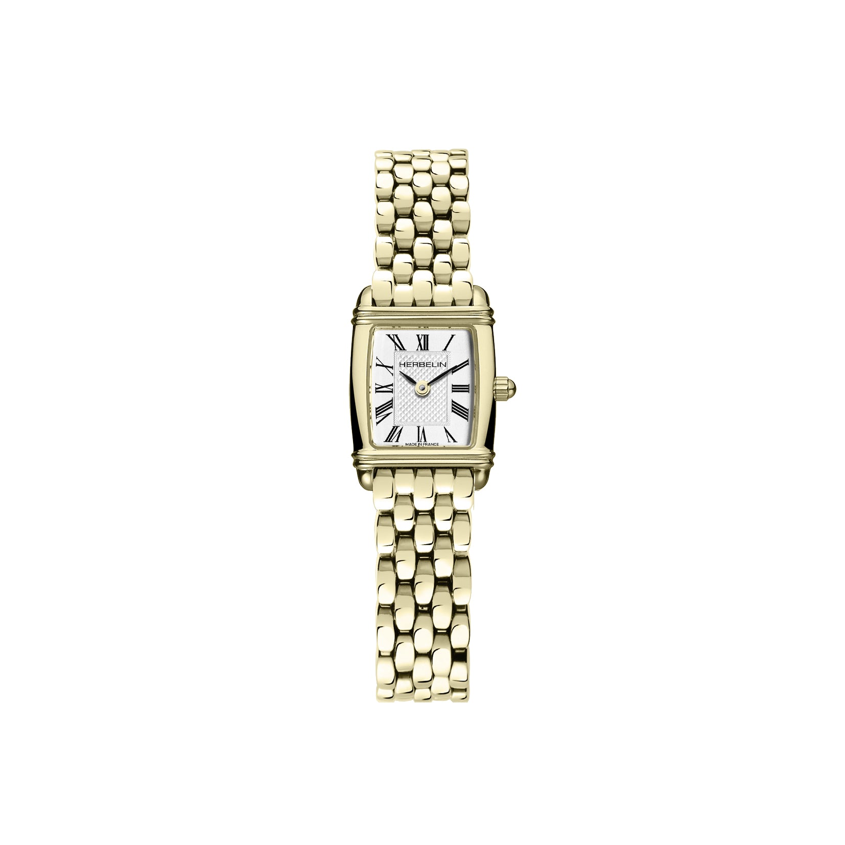 Ladies Gold PVD Herbelin Art Deco Mini Tonneau Watch on Bracelet