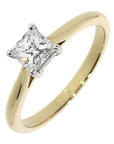 18ct Yellow Gold 0.59ct Princess Cut Solitaire Diamond Ring