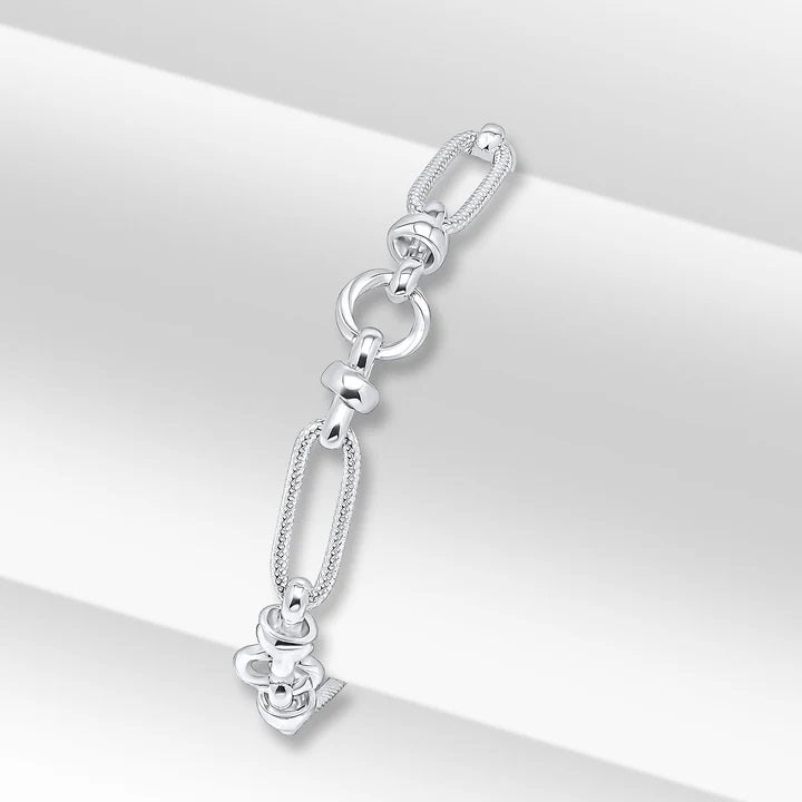 Sterling Silver Handmade 8mm Textured Long Oval Chain