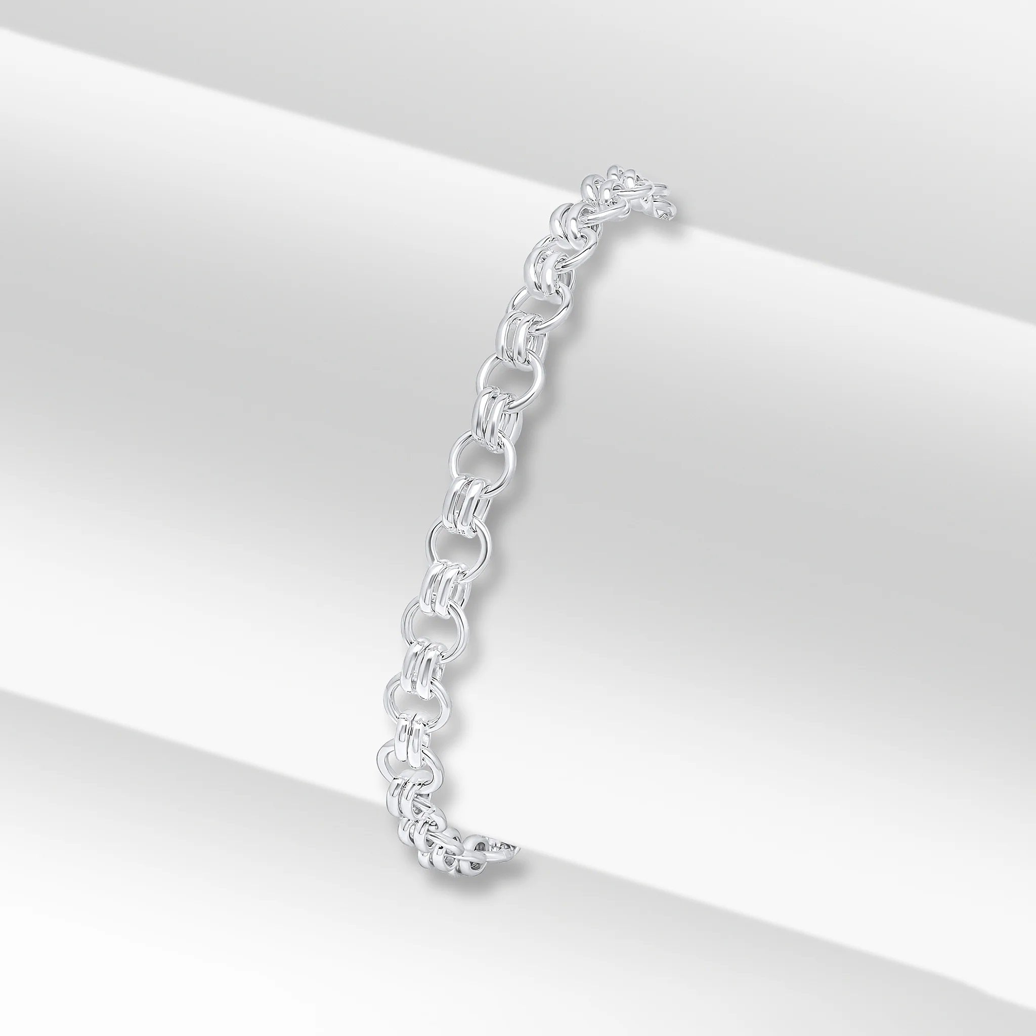 Sterling Silver Handmade 6.1mm One Two Belcher Chain Bracelet