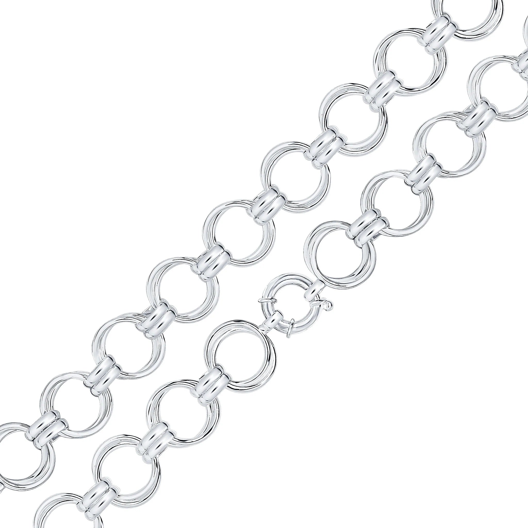 Sterling Silver Handmade Fancy Double Ring Link Necklace
