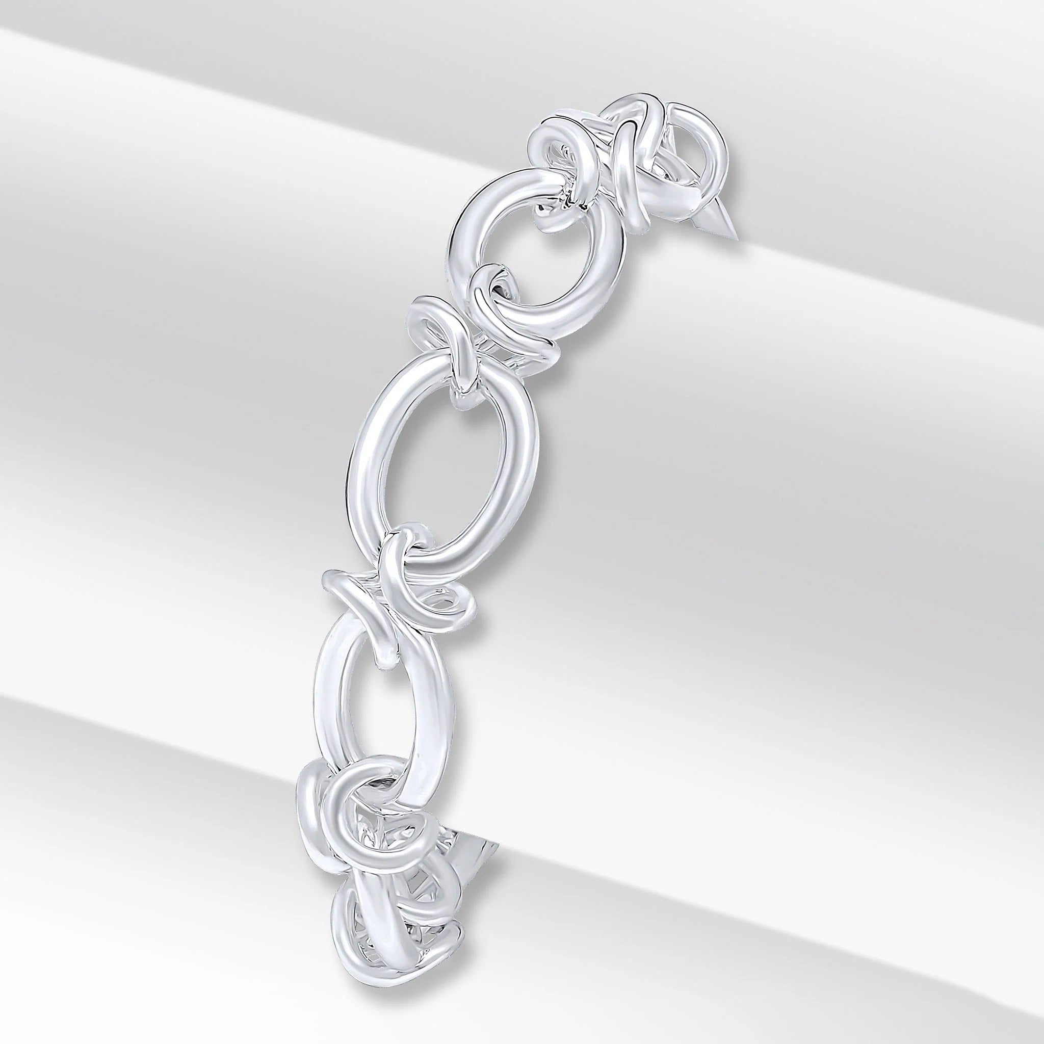 Sterling Silver Handmade 12mm Oval Link Bracelet