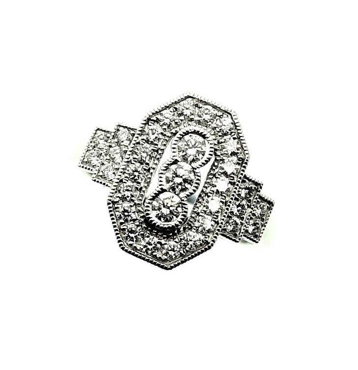 Platinum Vintage Style Diamond Cluster Ring