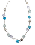 Pre Owned Sterling Silver Murano Glass 2 Row Style Necklace