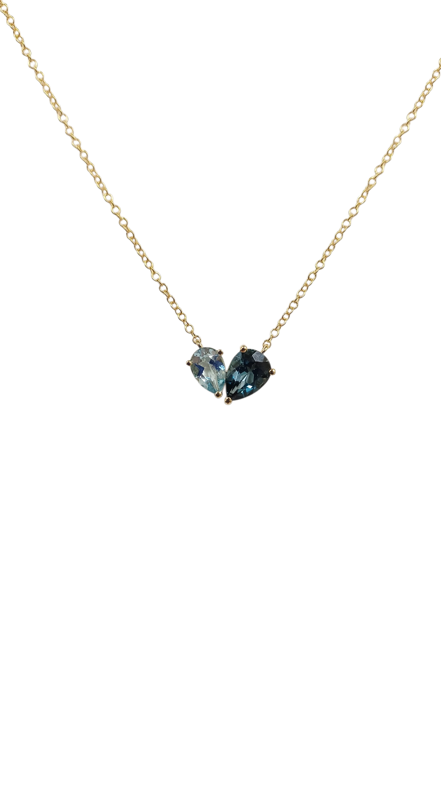 9ct Yellow Gold Swiss &amp; London Blue Topaz Pendant Necklace