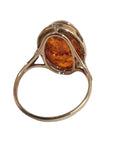 Pre Owned 9ct Yellow Gold Oval Amber Ring