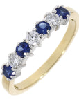 18ct Yellow Gold Sapphire & Diamond Half Eternity Ring