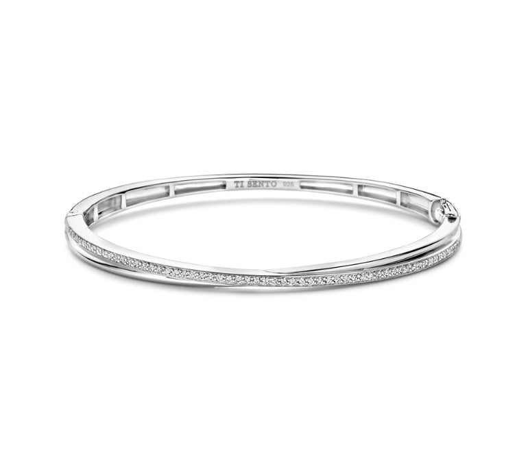 Sterling Silver Stone Set Ti Sento Bangle