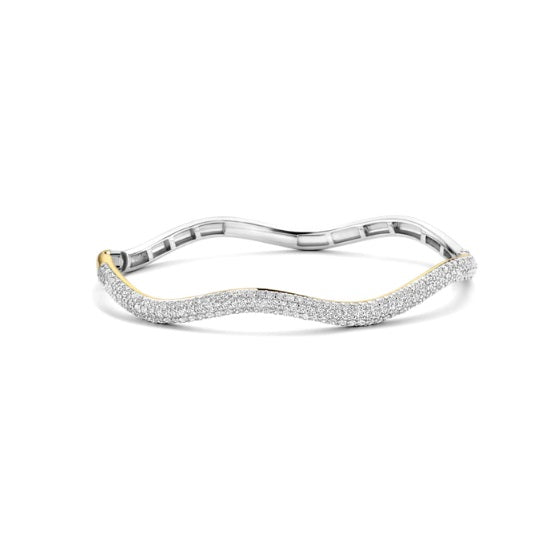 Sterling Silver Ti Sento 2 Colour Wave Bangle
