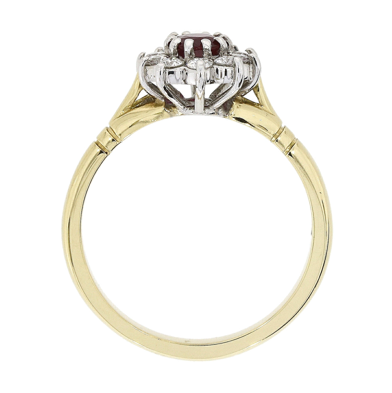 18ct Yellow Gold Ruby &amp; Diamond Cluster Ring