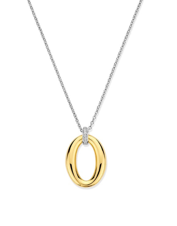 Sterling Silver 2 Colour Ti Sento Classic Soft Oval Necklace