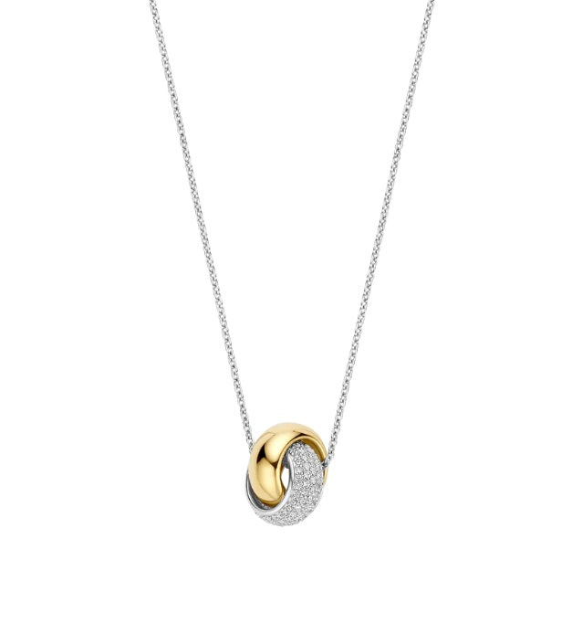 Sterling Silver 2 Colour Ti Sento Bold Zirconia Crossover Necklace