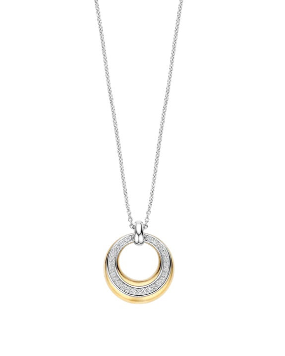 Sterling Silver 2 Colour Ti Sento Layered Zirconia Necklace