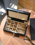 Windsor Black Leather Cufflink Box
