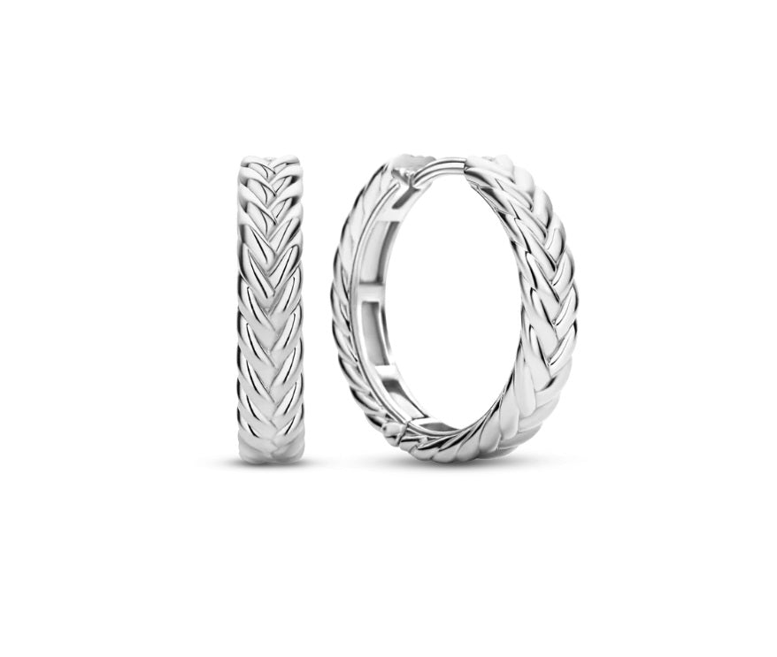 Sterling Silver Patterned Ti Sento Hoop Earrings