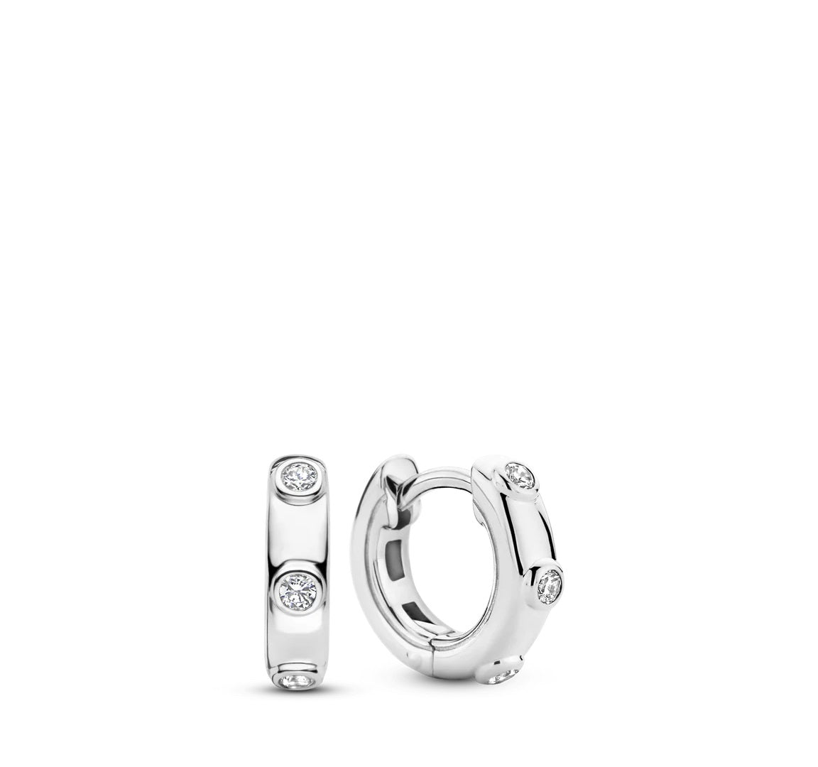 Sterling Silver Stone Set Ti Sento Huggie Hoops