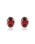 9ct Yellow Gold 7x5mm Oval Garnet Stud Earrings